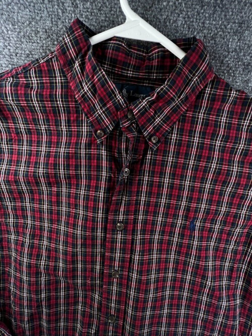 Ralph Lauren Men’s Long Sleeve Button Up Shirt XL Custom Fit Red Plaid Cotton